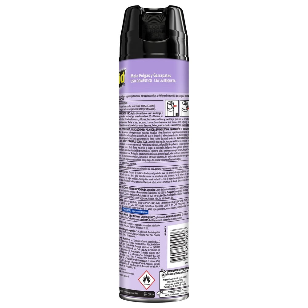 Insecticida Raid mata pulgas y garrapatas aerosol 390 cc Insecticida Raid mata pulgas y garrapatas aerosol 390 cc