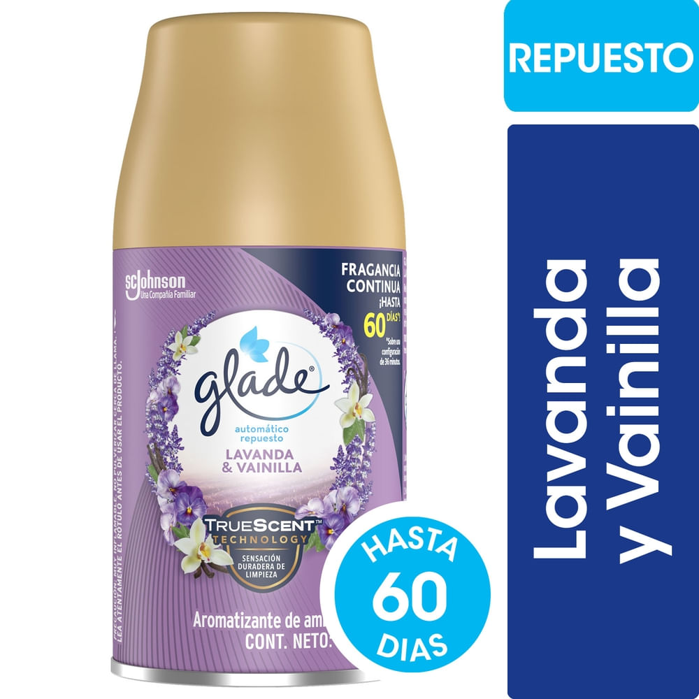 Desodorante ambiental Glade automático lavanda y vainilla repuesto 270 ml Desodorante ambiental Glade automático lavanda y vainilla repuesto 270 ml