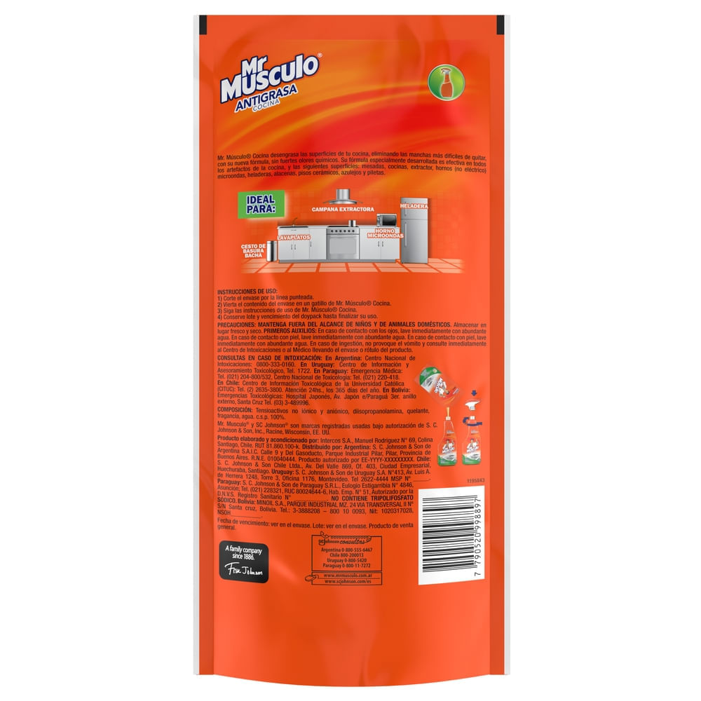 Limpiador Mr. Músculo antigrasa naranja doypack 450 ml Limpiador Mr. Músculo antigrasa naranja doypack 450 ml