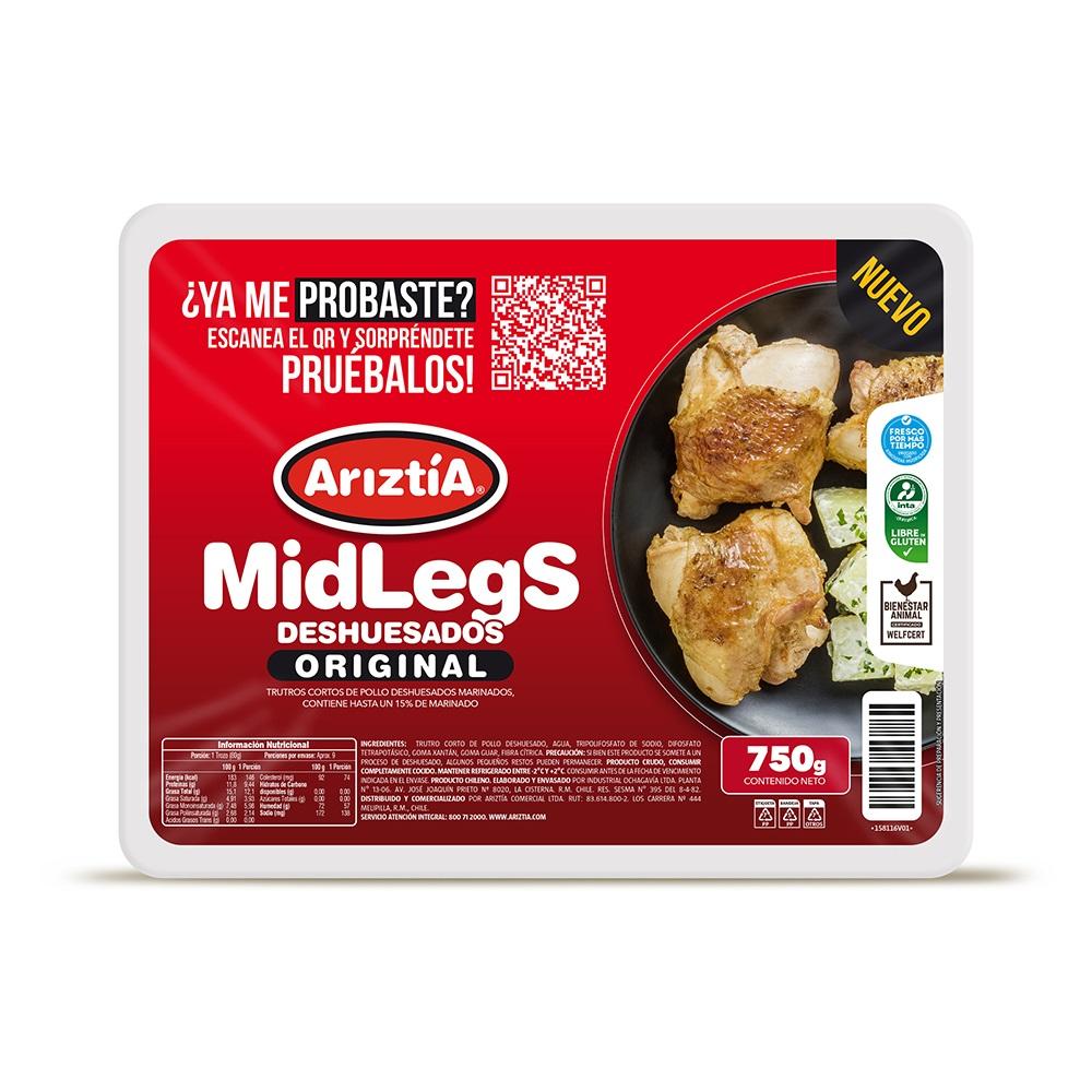 Midlegs de pollo Ariztía original bandeja 750 g Midlegs de pollo Ariztía original bandeja 750 g