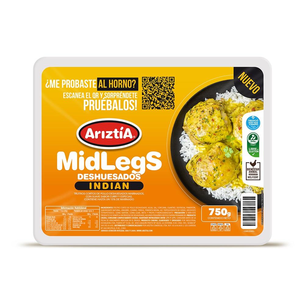 Midlegs de pollo Ariztía indian bandeja 750 g Midlegs de pollo Ariztía indian bandeja 750 g
