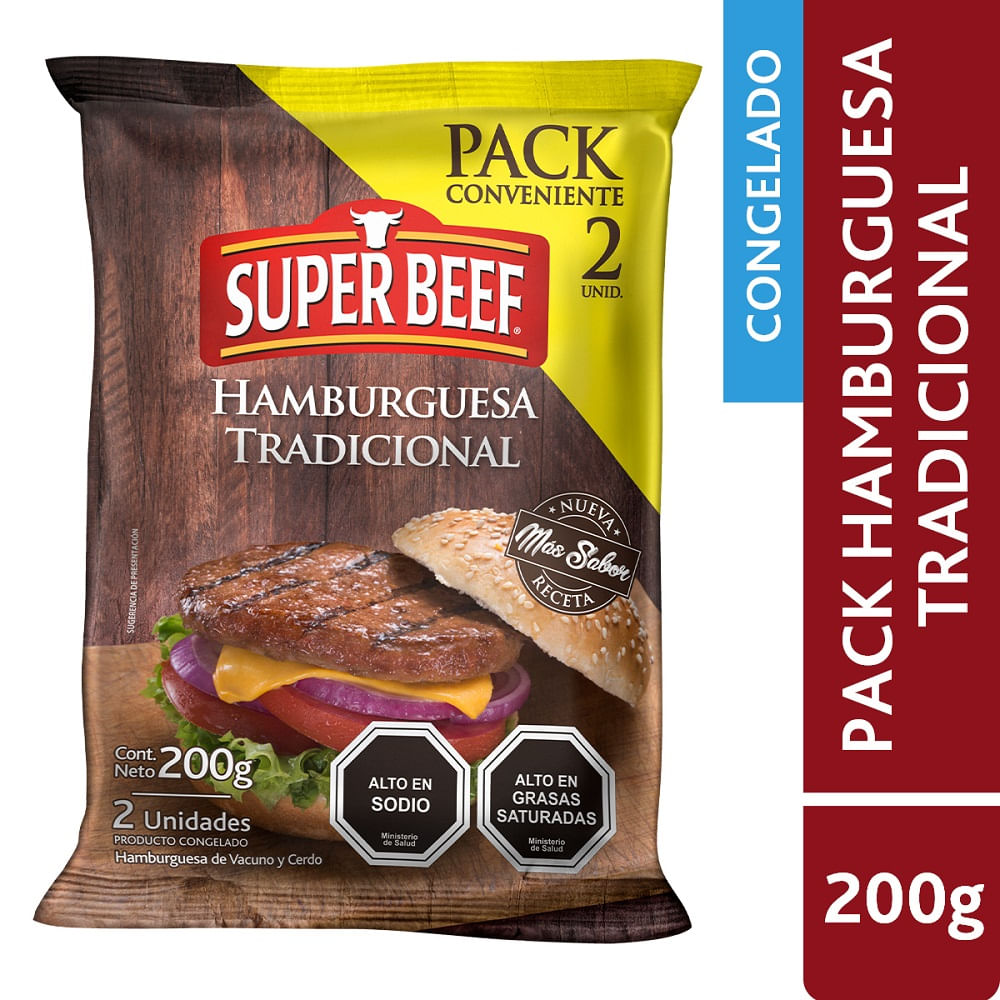 Pack Hamburguesa Super Beef tradicional 2 un de 100 g Pack Hamburguesa Super Beef tradicional 2 un de 100 g