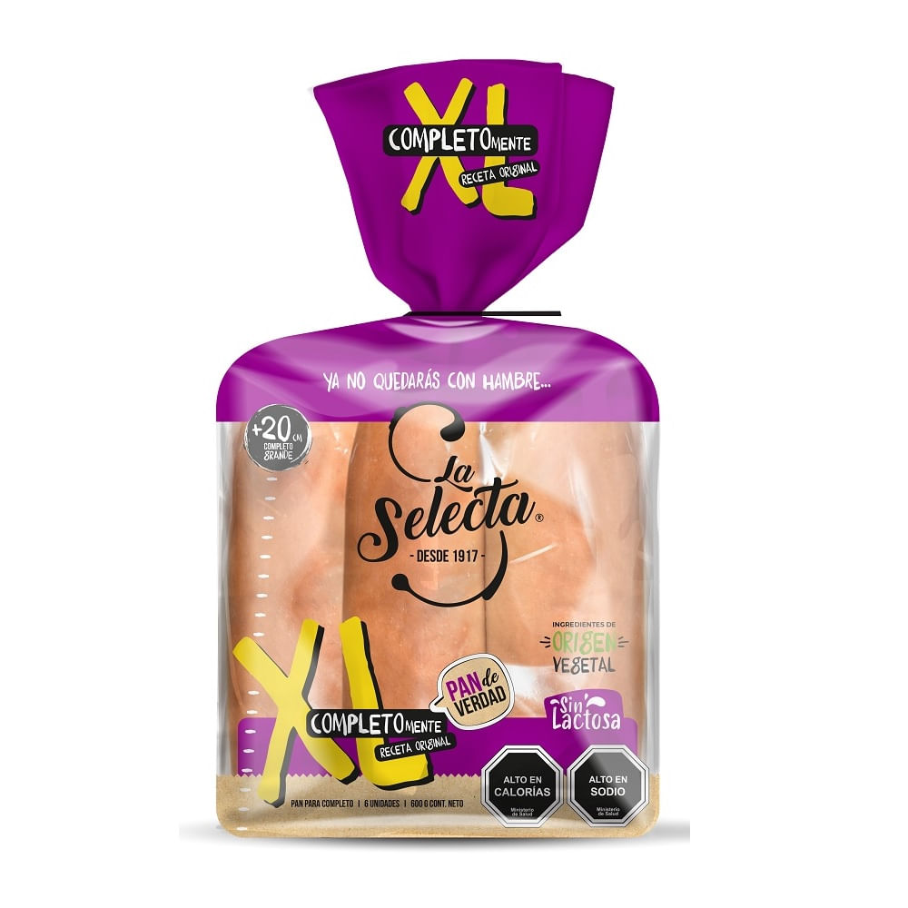 Pan de completo La Selecta XL 6 un Pan de completo La Selecta XL 6 un