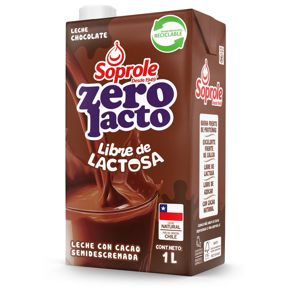 Leche sin lactosa semidescremada Soprole chocolate 1 L Leche sin lactosa semidescremada Soprole chocolate 1 L