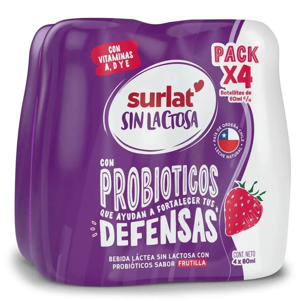 Bebida láctea Surlat sin lactosa frutilla 4 un de 80 ml