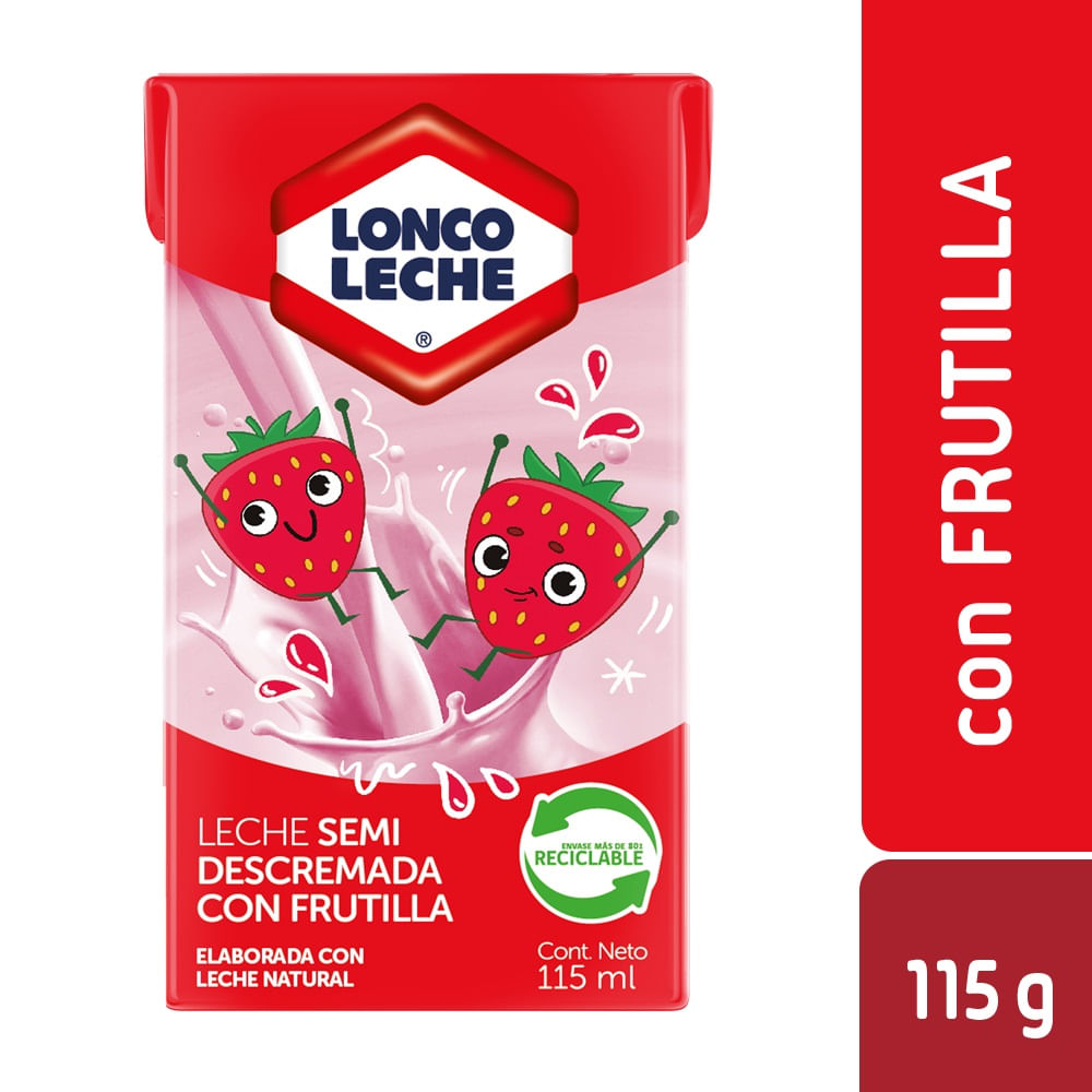 Leche semidescremada Loncoleche frutilla 115 ml