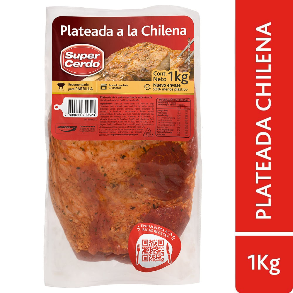 Plateada de cerdo Super cerdo a la chilena 1 Kg