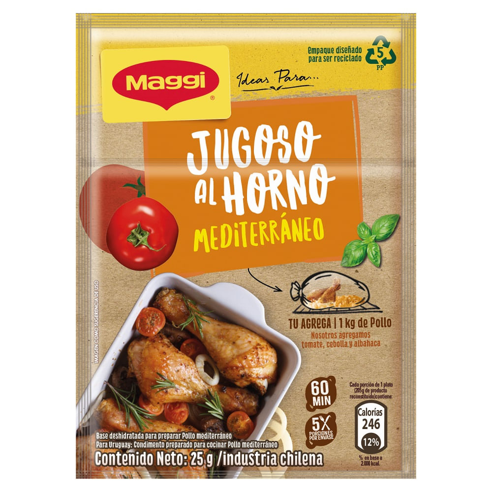 Jugoso al horno Maggi pollo mediterráneo sobre 25 g Jugoso al horno Maggi pollo mediterráneo sobre 25 g