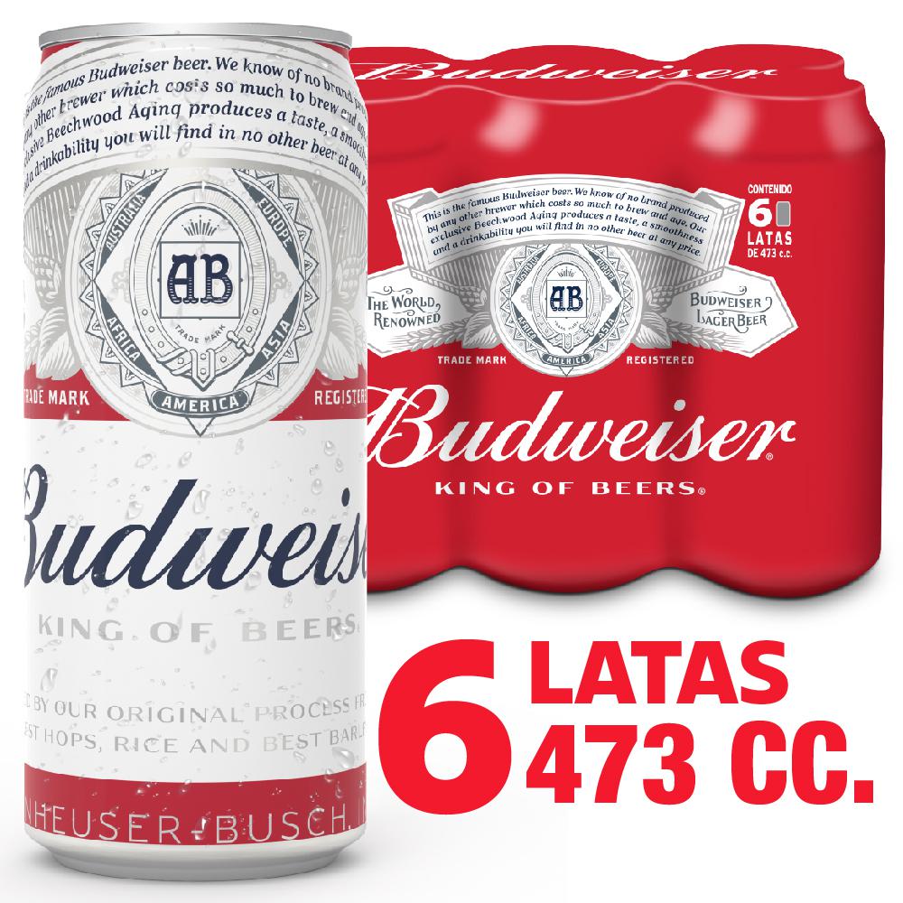 Pack Cerveza Budweiser lata 6 un de 473 cc Pack Cerveza Budweiser lata 6 un de 473 cc