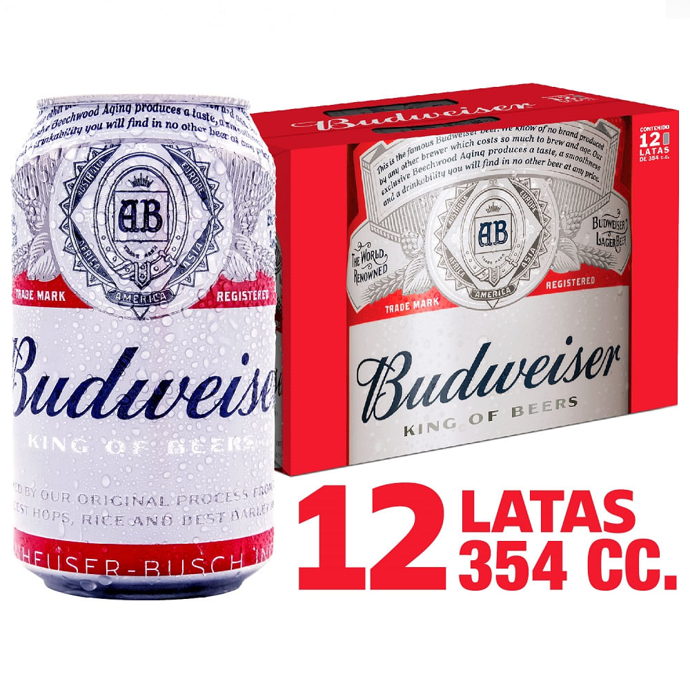 Pack Cerveza Budweiser lata 12 un de 354 cc - Unimarc - $9.990